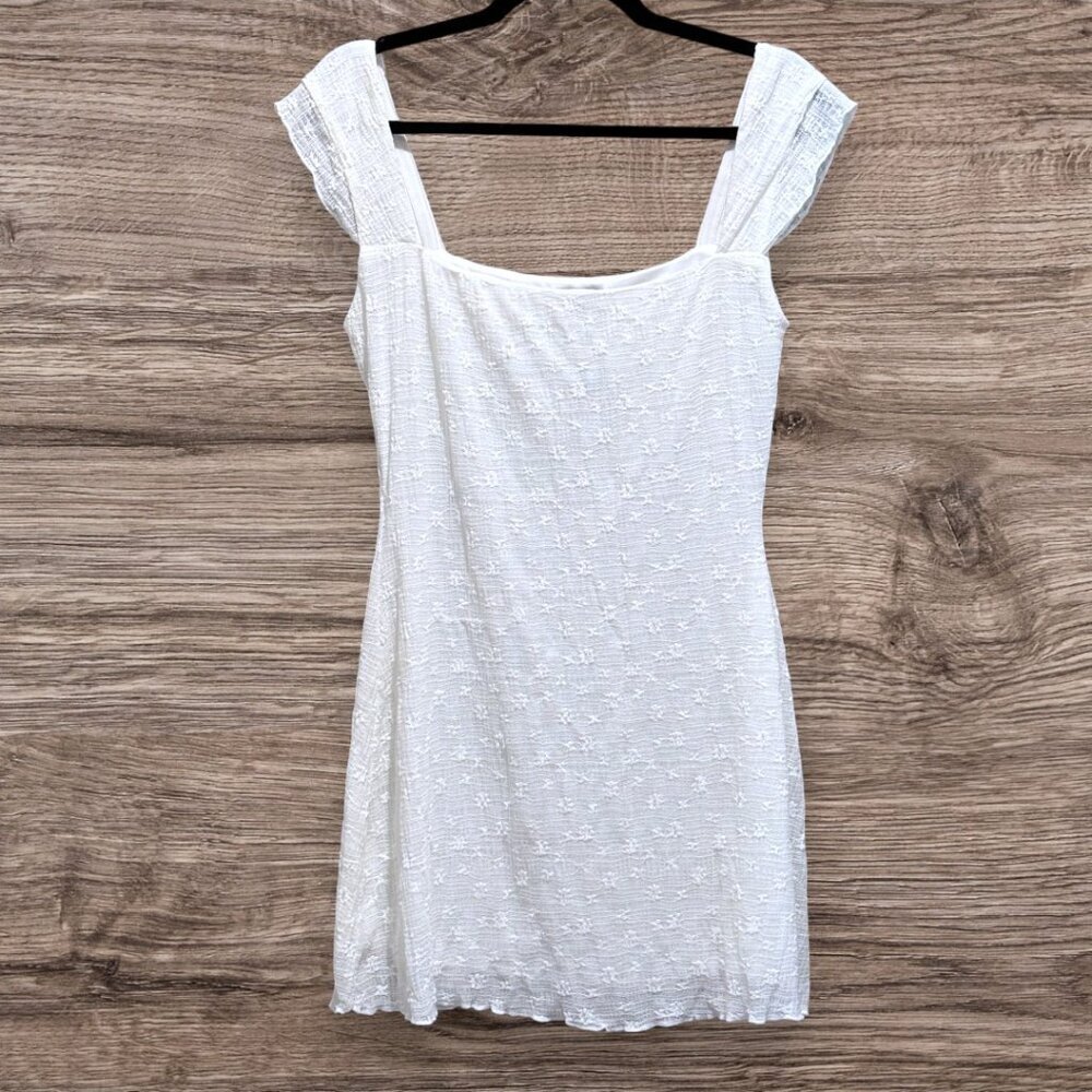 Princess Polly White Mini Dress NWT Lace Trim Square Neck Fitted Size 8 Petite - Picture 3 of 13